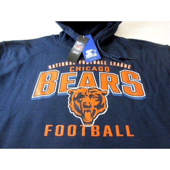 Chicago Bears NFL Football Starter Men's Hoodie Sweatshirt Blue Orange NWT - Picture 2 of 5